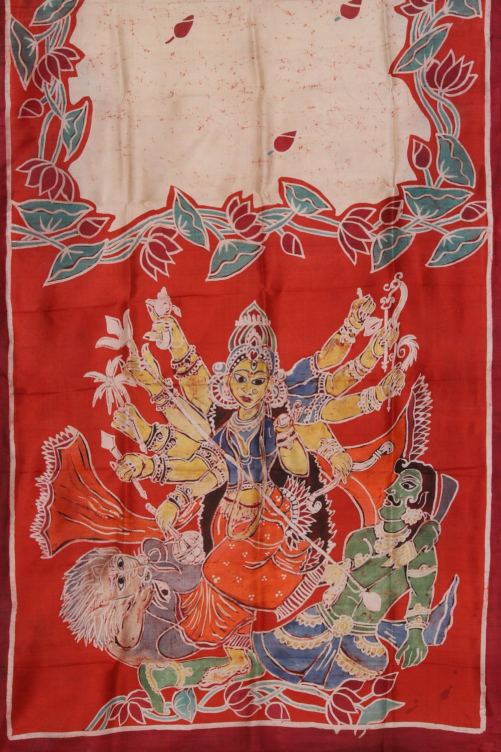 Image of Batik Printed Off-White Saree